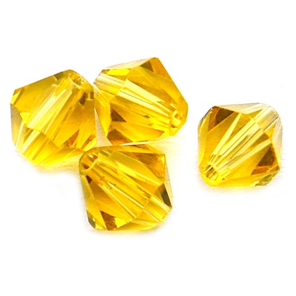 GL5382 6mm Yellow Glass Bicone, Pack Size: 66